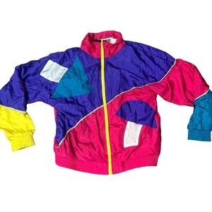 Vintage 90s Colorblock Windbreaker Sz Med